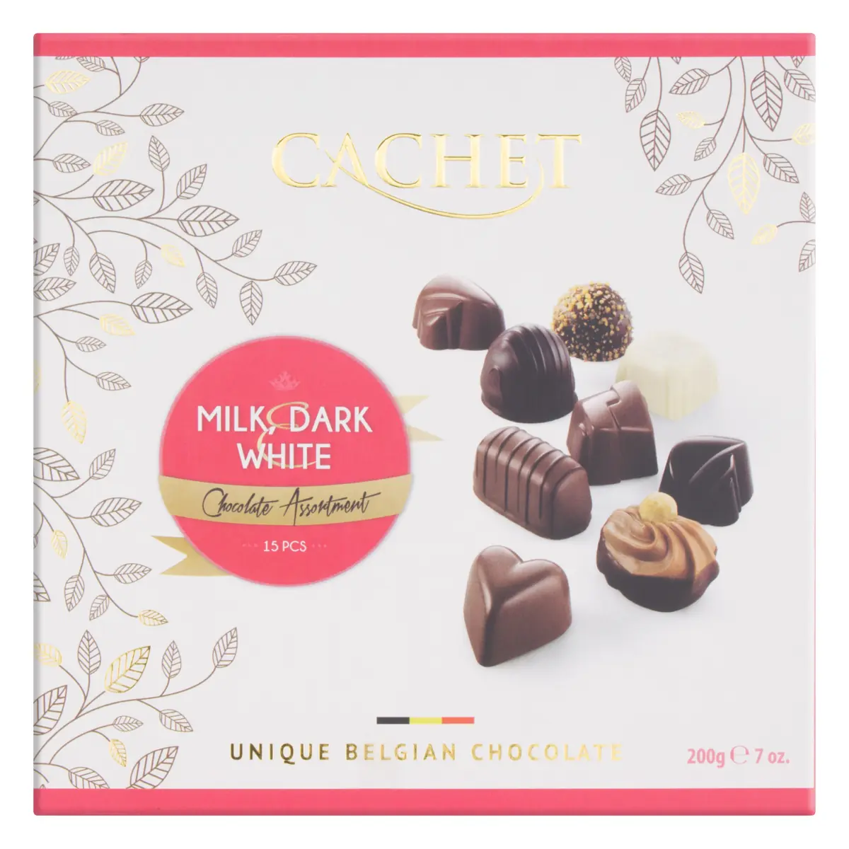 Chocolate Belga Ao Leite, Amargo E Branco Sortido Cachet Caixa 200g