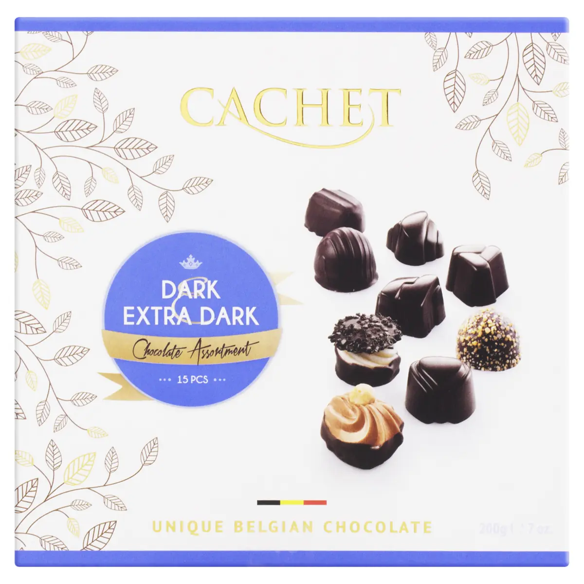 Chocolate Belga Ao Leite, Amargo E Branco Sortido Cachet Caixa 200g 15 Unidades
