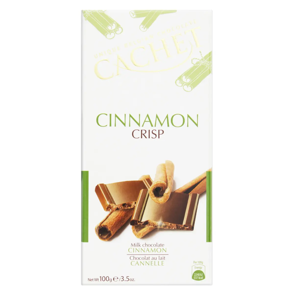 Chocolate Belga Ao Leite Com Canela Cachet Caixa 100g