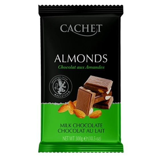 Chocolate Belga Ao Leite Com Amêndoas Cachet Pacote 300g