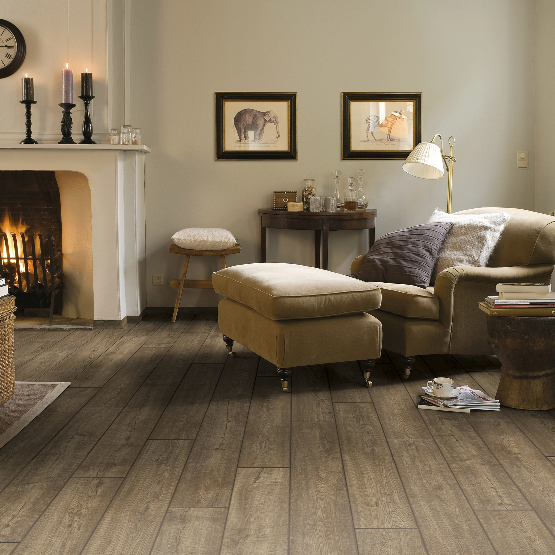 Piso Laminado Click Impressive Carvalho Marrom Acinzentado 138x19cm m² Quick Step