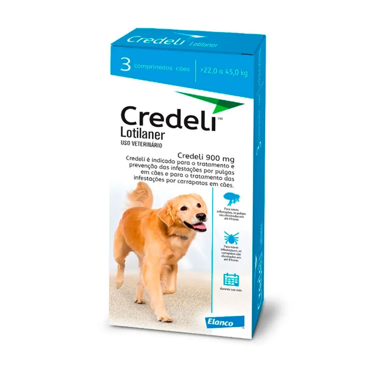 Antipulgas Credeli 900mg Cães 22 a 45kg