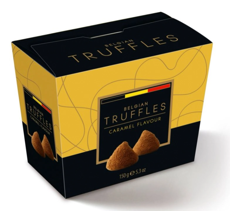 Trufa De Chocolate Belga Com Pó De Cacau Caramelo Belgian Caixa 150g