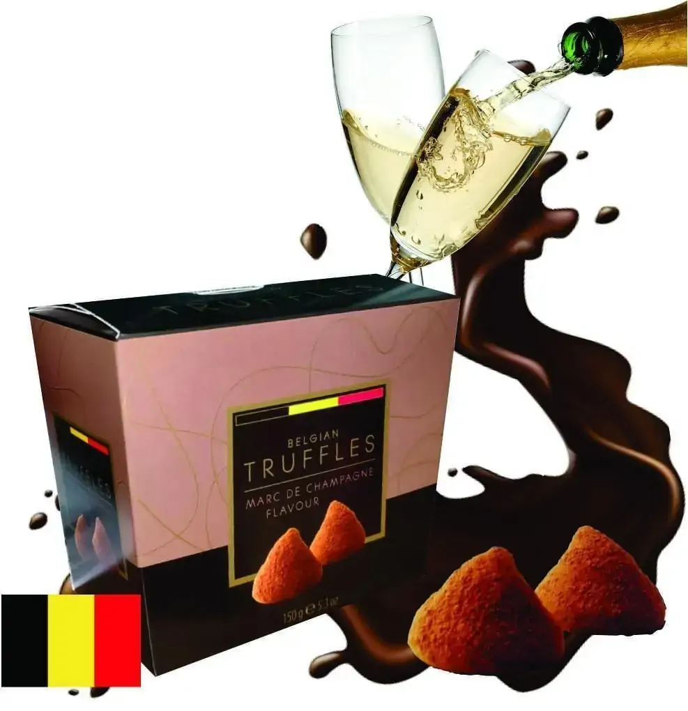 Trufa De Chocolate Belga Com Pó De Cacau Champagne Belgian Caixa 150g