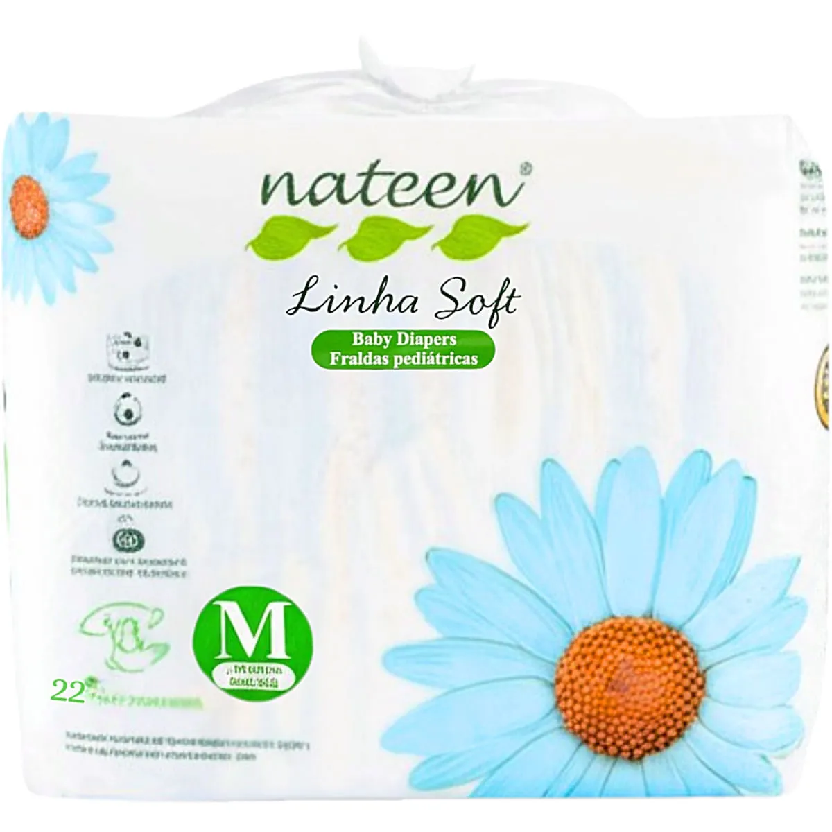 Fralda Slip Pediátrica Nateen Soft M 22 unidades