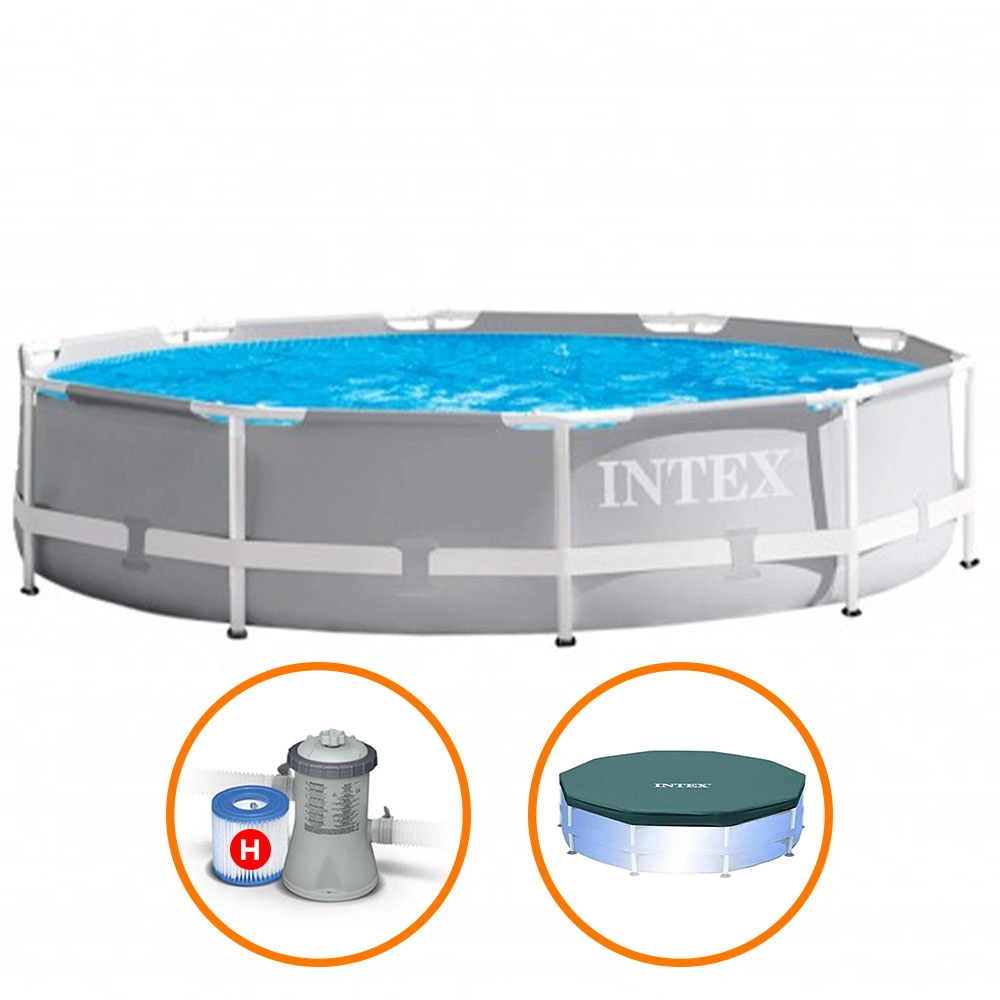 Piscina Intex 4.485 Litros Estrutural Prism Cinza Capa E Bomba Filtrante 220v