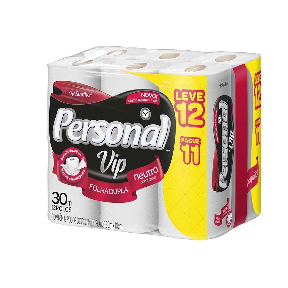 Papel Higiênico Personal Neutro Vip 12unidade Compacto