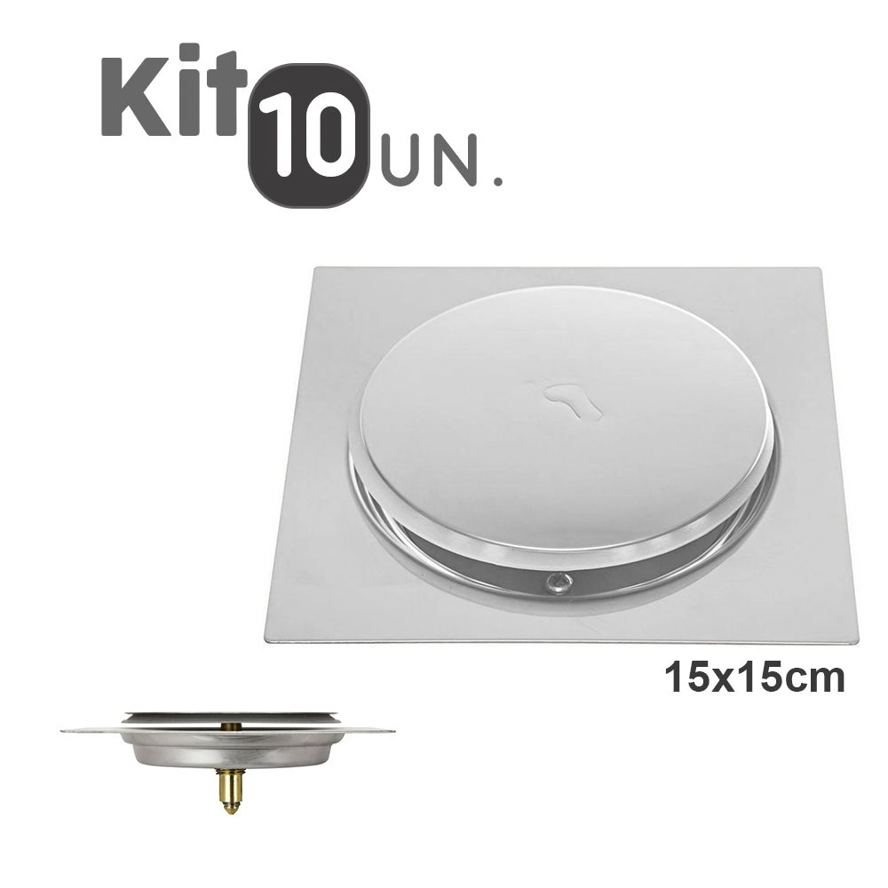 Ralo Click Inteligente Aço Inox Pop Up 15x15 Banheiro 10 Un.
