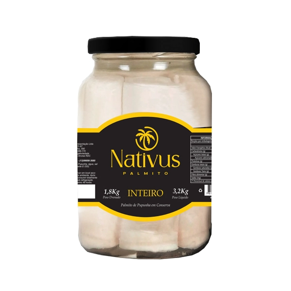 Palmito Nativus Pupunha Inteiro 1,8kg I