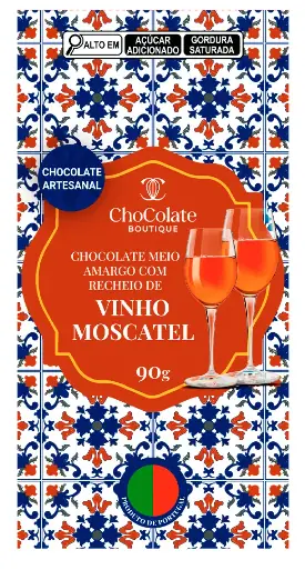 Chocolate Meio Amargo Com Recheio De Vinho Moscatel 90g