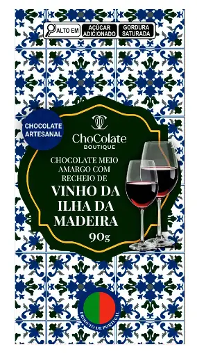 Chocolate Meio Amargo Com Recheio De Vinho Madeira 90g