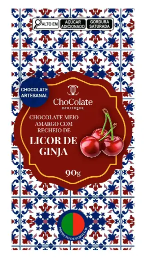 Chocolate Meio Amargo Com Recheio De Licor De Ginja 90g