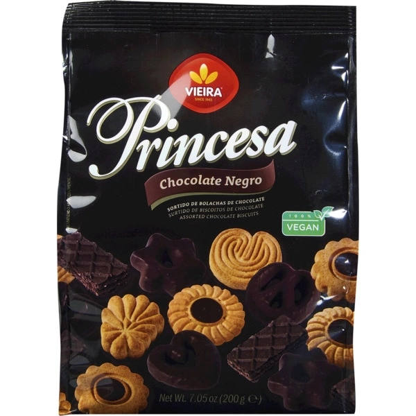 Biscoitos Sortidos De Chocolate Negro Vieira Princesa 200G