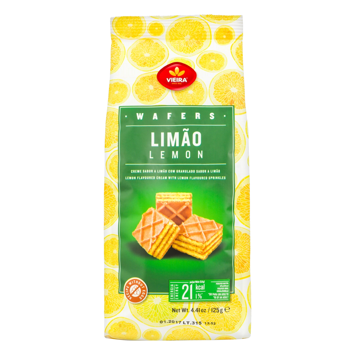 Biscoito Wafer Limão Vieira Pacote 125g