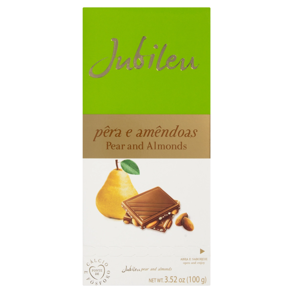 Chocolate Ao Leite Com Pera E Amêndoas Jubileu Caixa 100g
