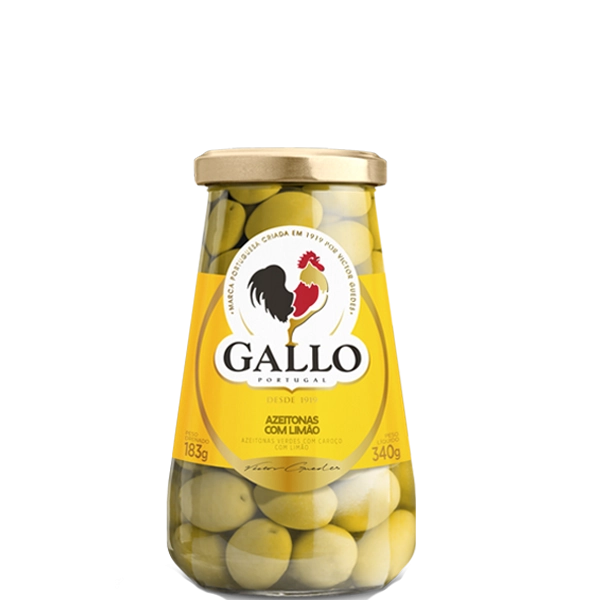 Azeitonas Verdes Com Caroço Com Limão Gallo 340g