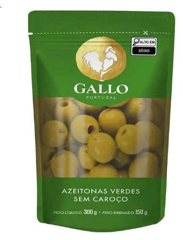 Azeitona Verde Em Conserva Sem Caroço Gallo Pouch 150g