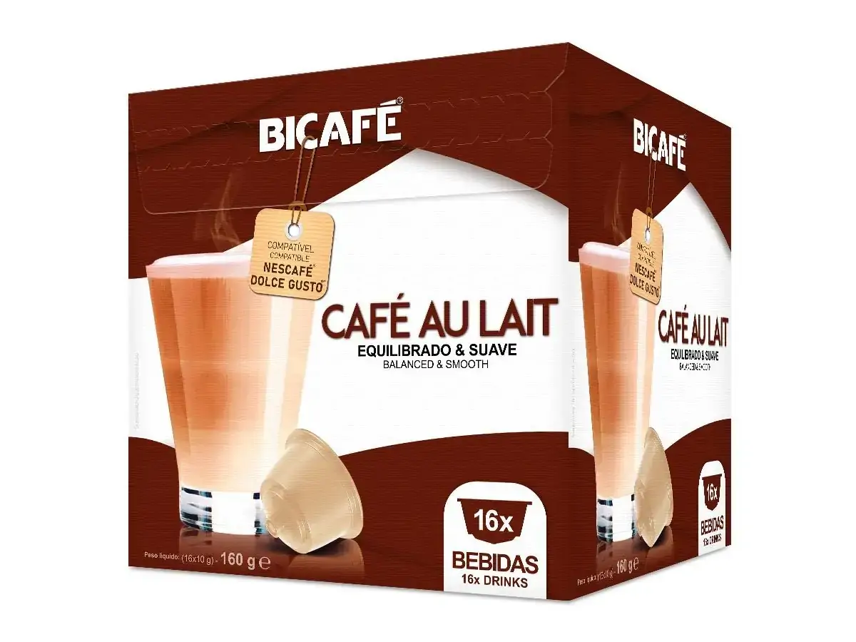 16 Cápsulas Café Com Leite Bicafé Equilibrado e Suave Para Máquina Dolce Gusto*