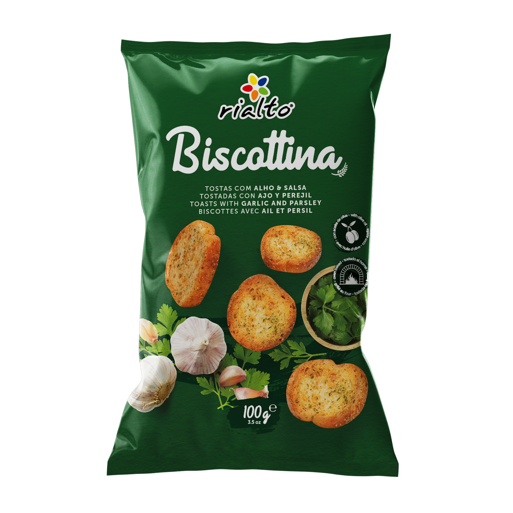 Tostas Redondas Com Alho E Salsa Biscottina