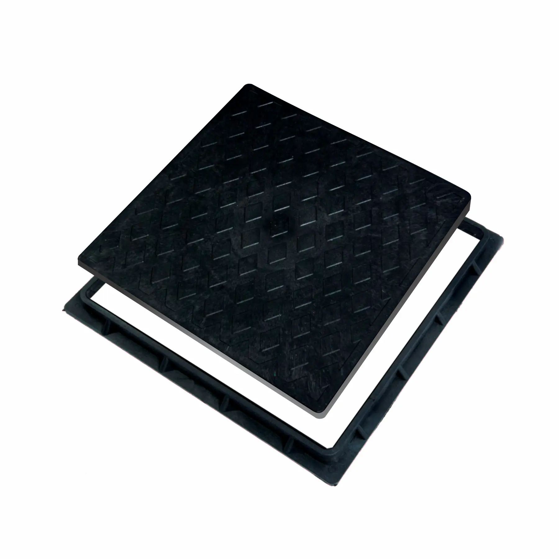 Tampão com Aro Simples Retangular Polipropileno 40x40cm Preto Odem