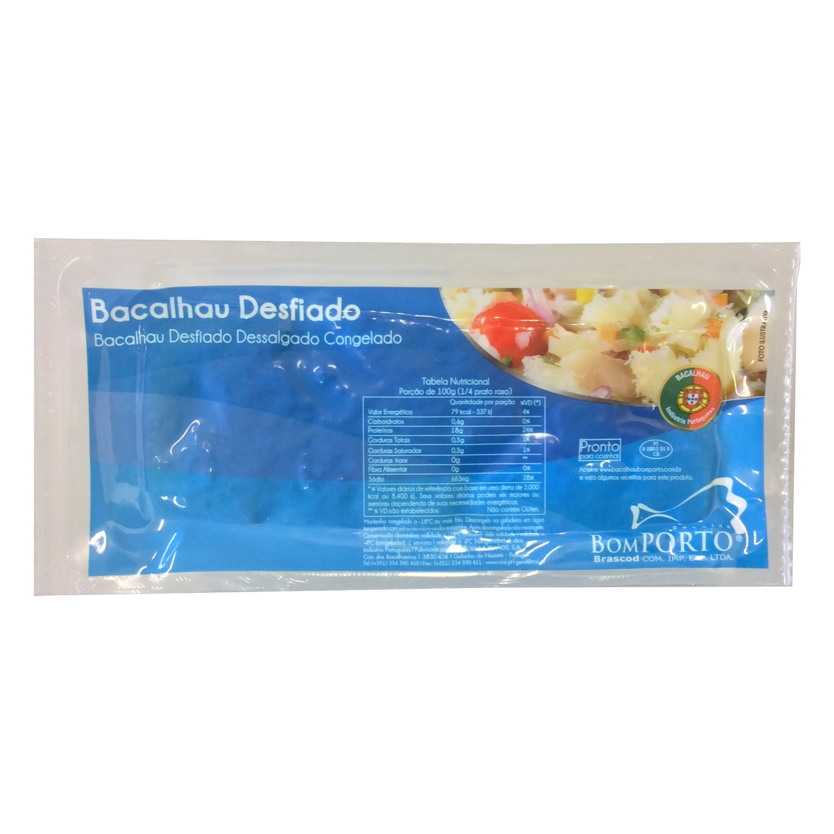 Bacalhau Congelado Desfiado Dessalgado Bom Porto Pacote 500g