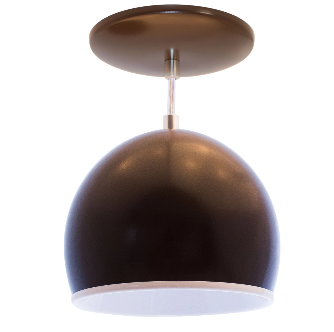 Pendente BOLA em alumínio varias cores para lâmpada G9 - marrom com interior branco st3028
