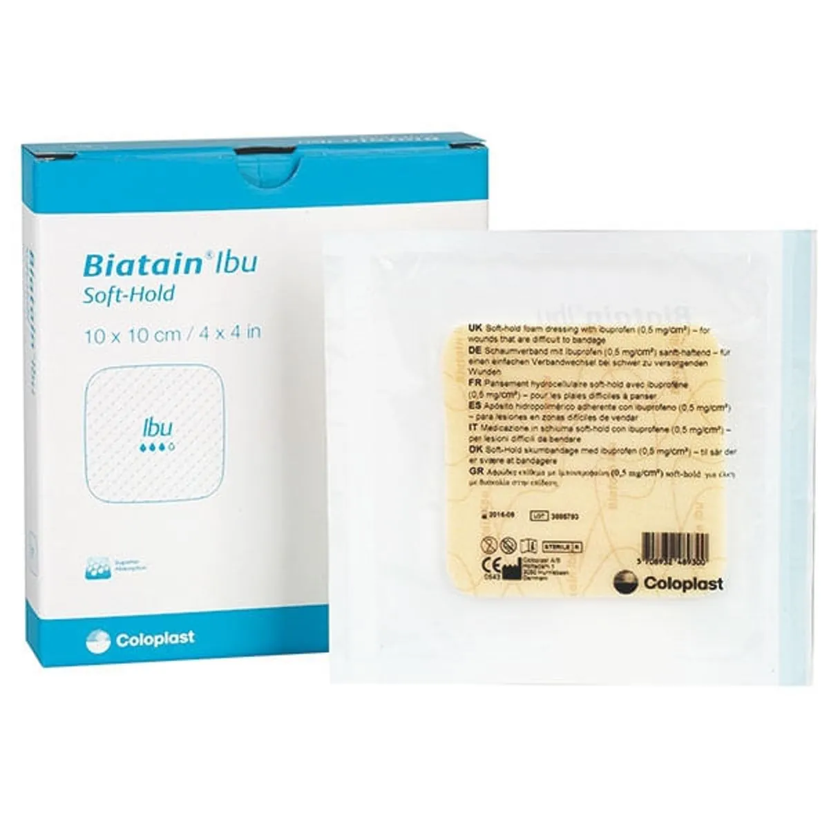 34110 - Curativo de Espuma e Ibuprofeno Não-Adesivo Biatain IBU 10x10cm Unidade