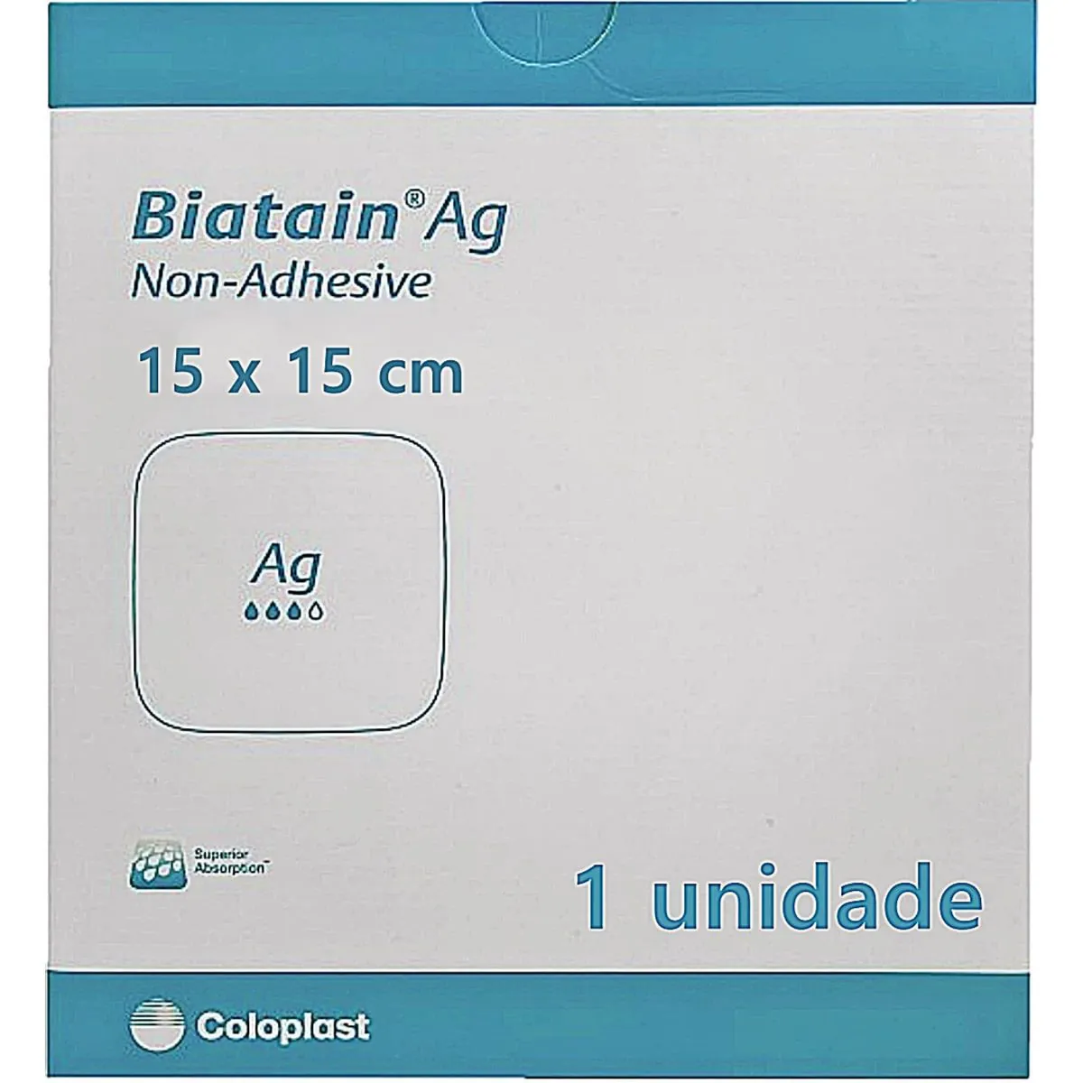 Curativo Biatain AG Coloplast 39625 - Não Adesivo - 15x15cm - unidade