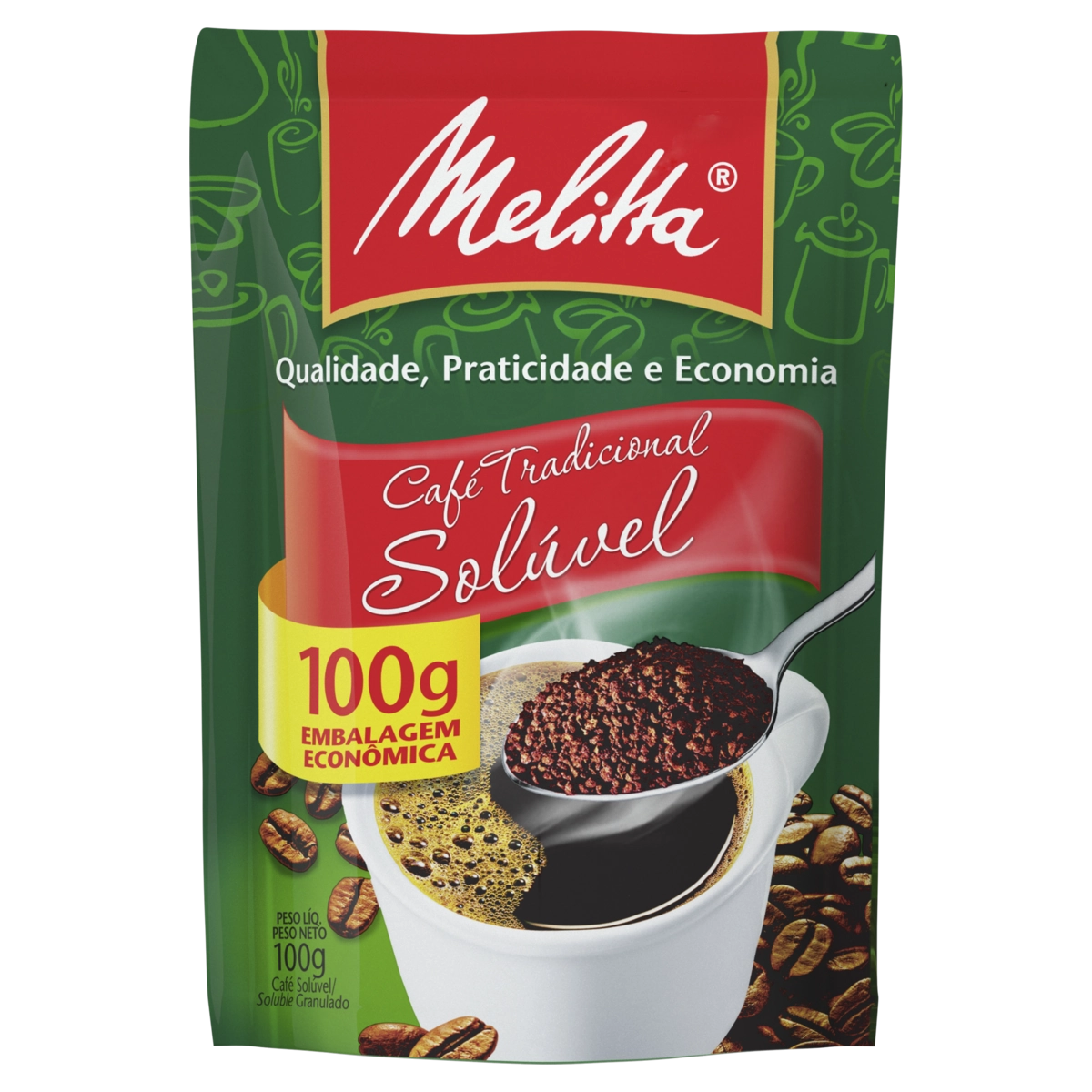Café Solúvel Tradicional Melitta Sachê 100g Refil Econômico