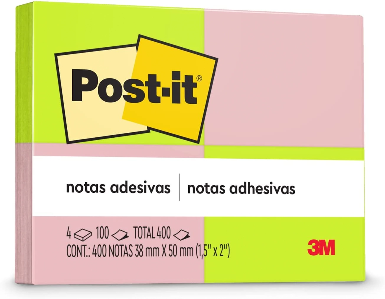 Consumo Bloco Post It Rosaverde Neon 38x50