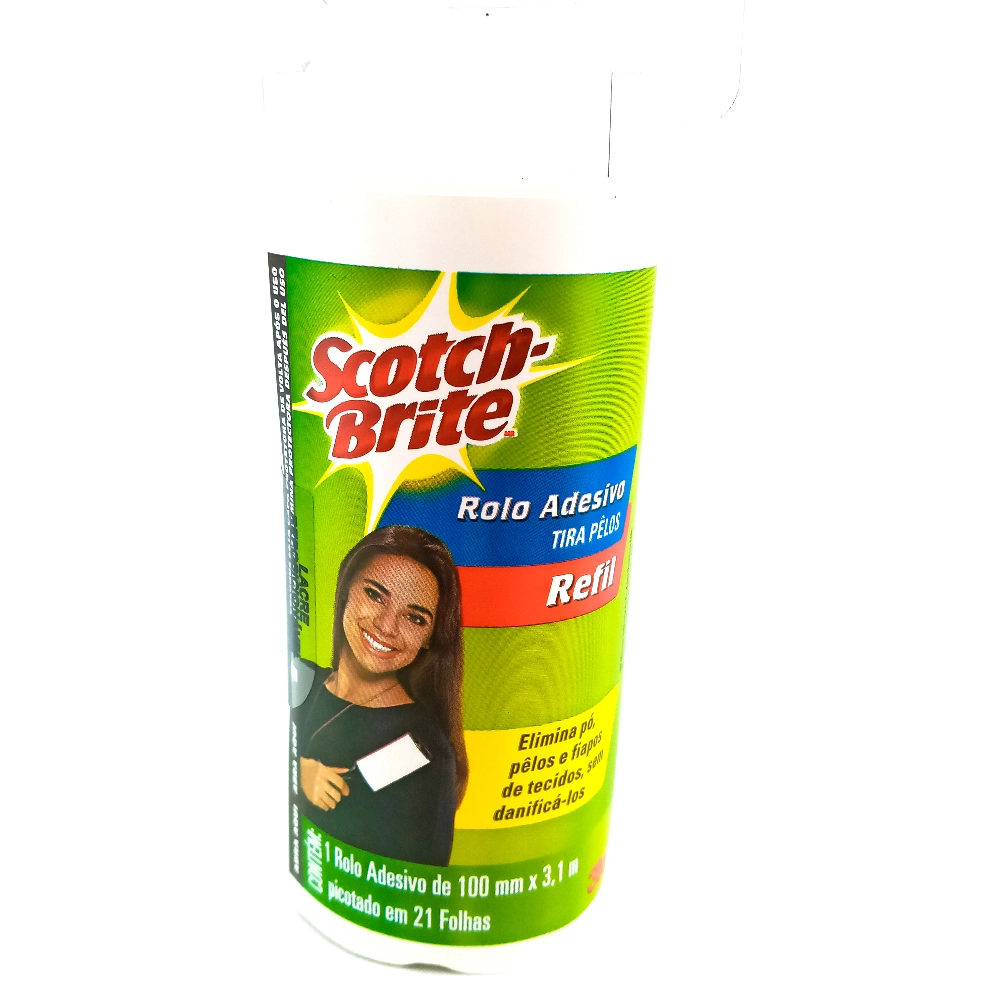Rolo Adesivo Tira Pelos Scotch Brite 100mm X 3,1m 21 Folhas Refil