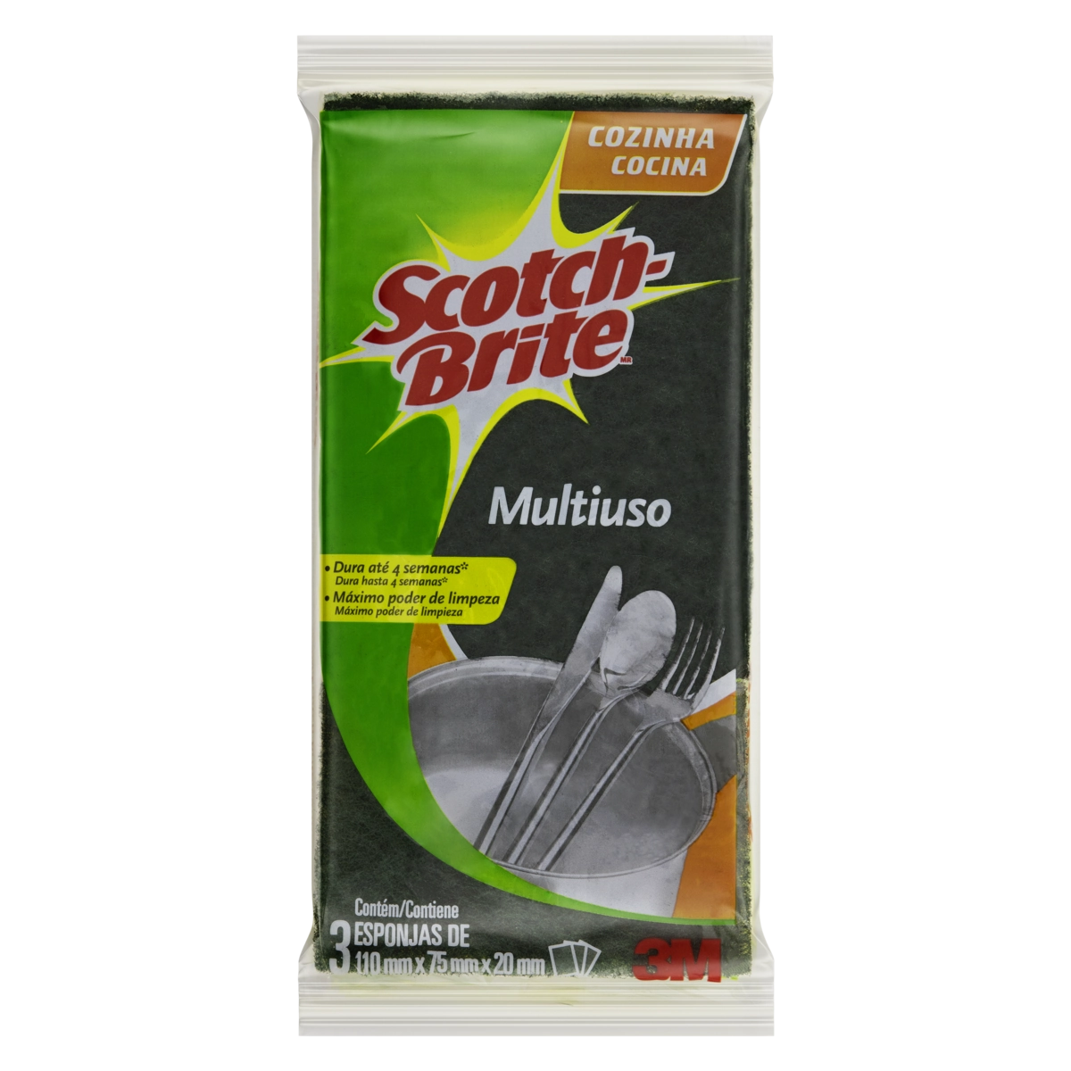 Esponja Multiuso Cozinha Scotch Brite 3 Unidades