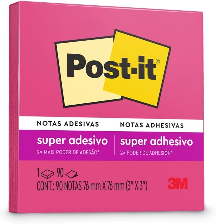 Bloco De Notas Adesivas Pink Neon Post It 76mm X 76mm 90 Folhas