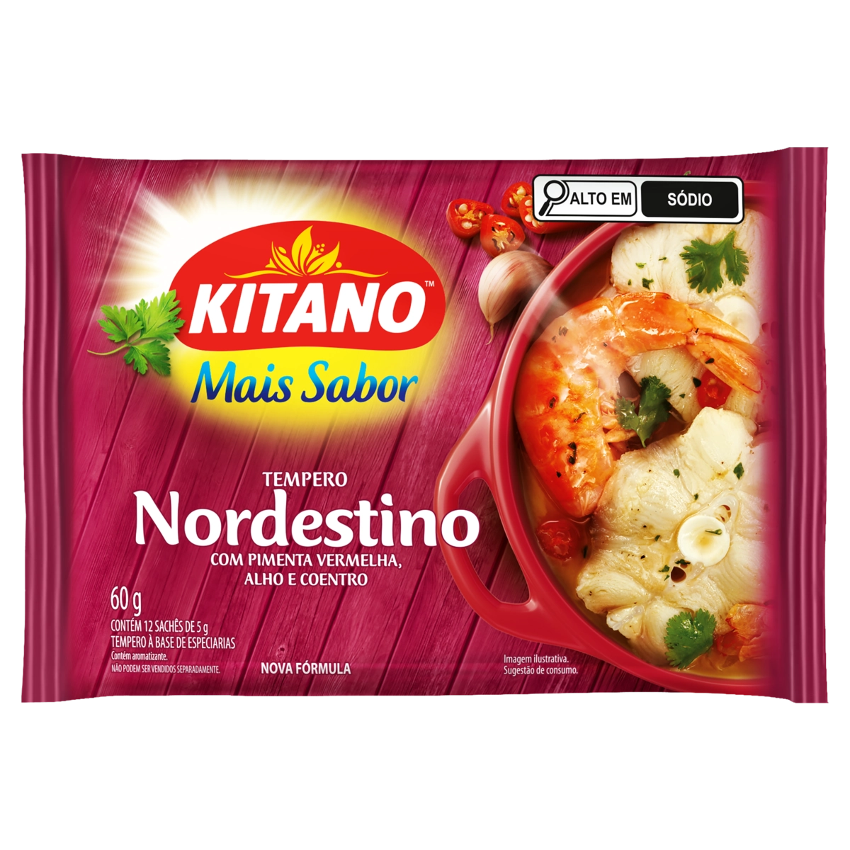Tempero Pó Nordestino Kitano Mais Sabor Pacote 60g 12 Unidades