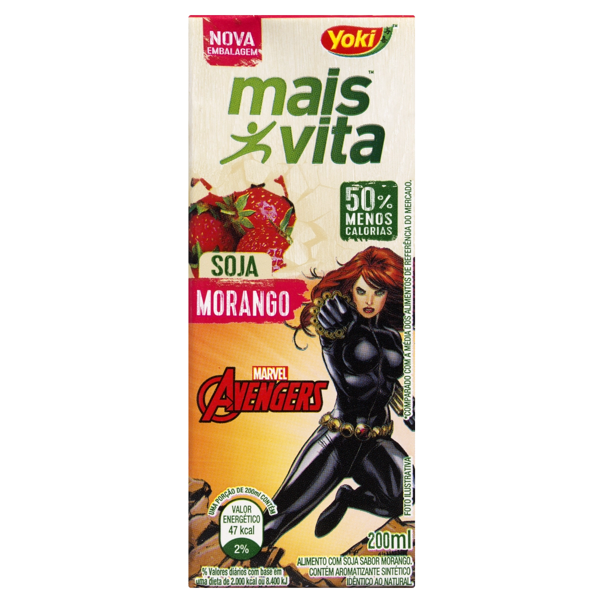 Bebida à Base De Soja Morango Avengers Yoki Mais Vita Caixa 200ml