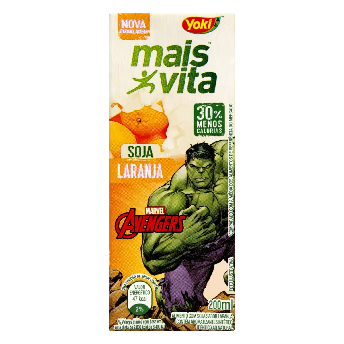 Bebida à Base De Soja Laranja Avengers Yoki Mais Vita Caixa 200ml