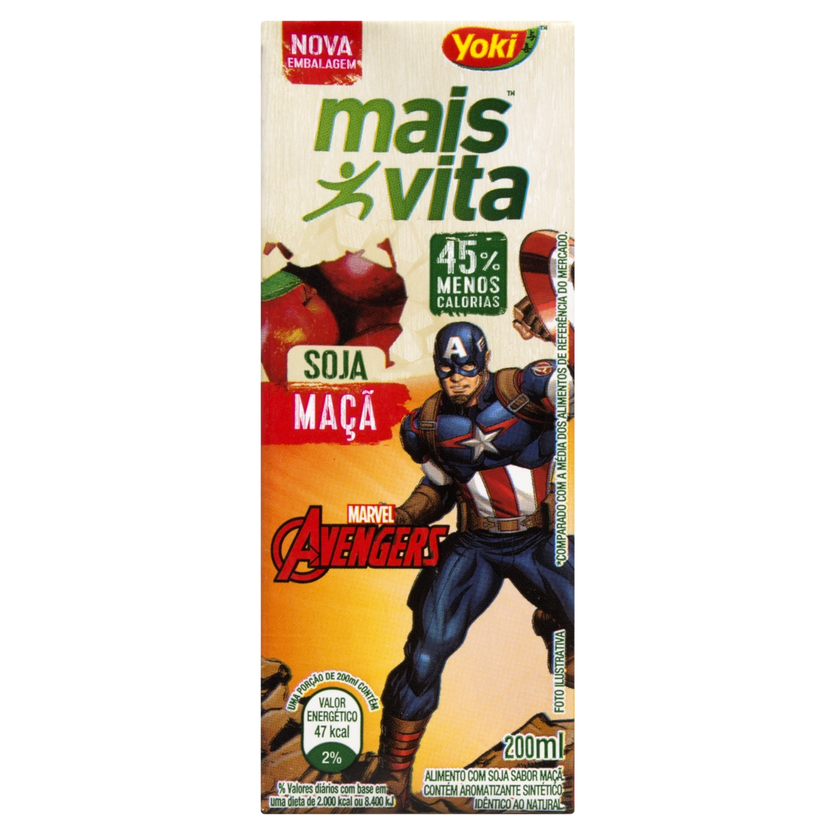 Bebida à Base De Soja Maçã Avengers Yoki Mais Vita Caixa 200ml