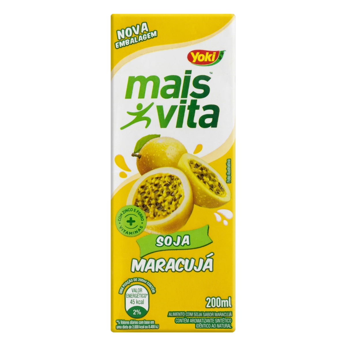 Bebida à Base De Soja Maracujá Yoki Mais Vita Caixa 200ml