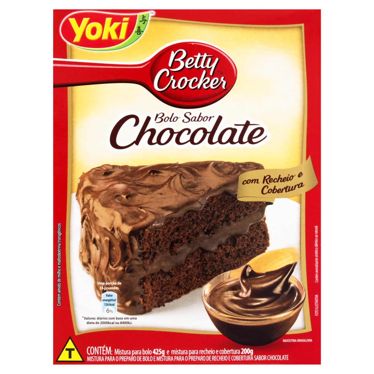 Mistura Para Bolo Chocolate Recheio E Cobertura Chocolate Yoki Betty Crocker Caixa 625g