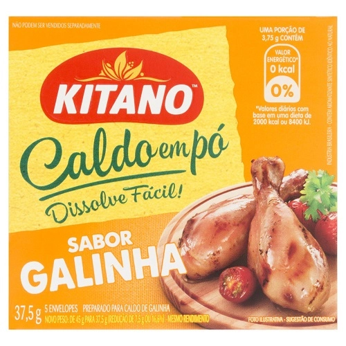 Caldo Pó Galinha Kitano Caixa 37,5g 5 Unidades