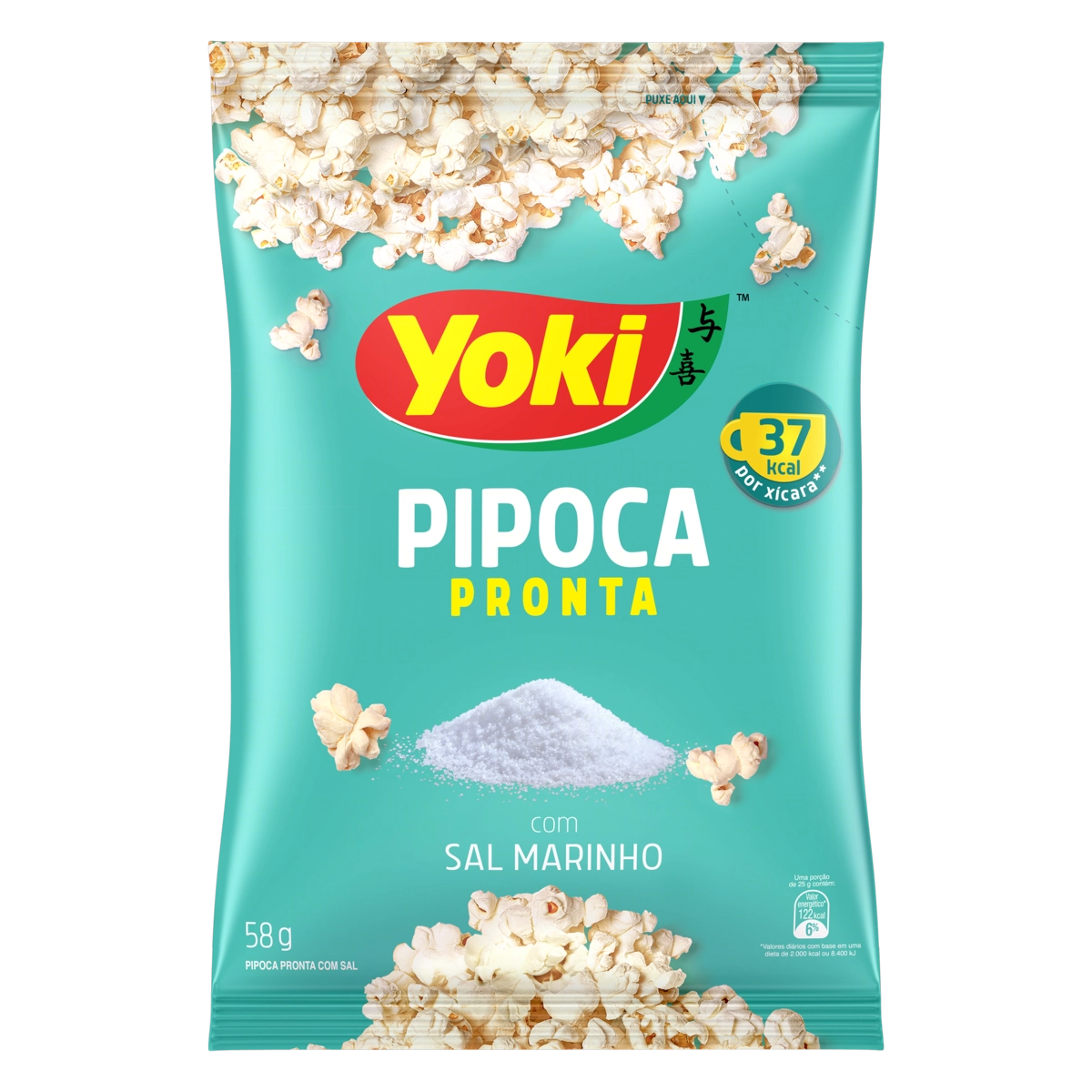 Pipoca Pronta Com Sal Marinho Yoki Pacote 58g