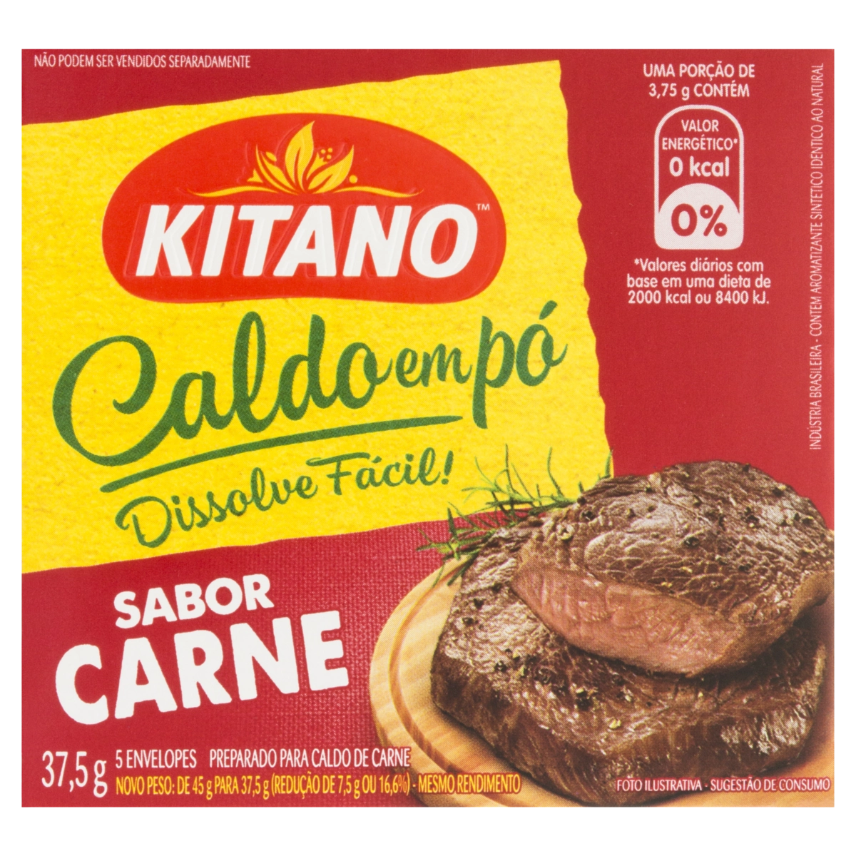 Caldo Pó Carne Kitano Caixa 37,5g 5 Unidades