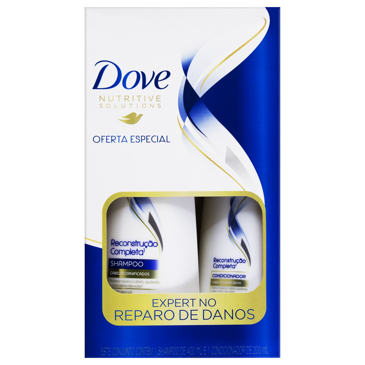 Kit Shampoo 400ml Condicionador 200ml Dove Reconstrução Completa