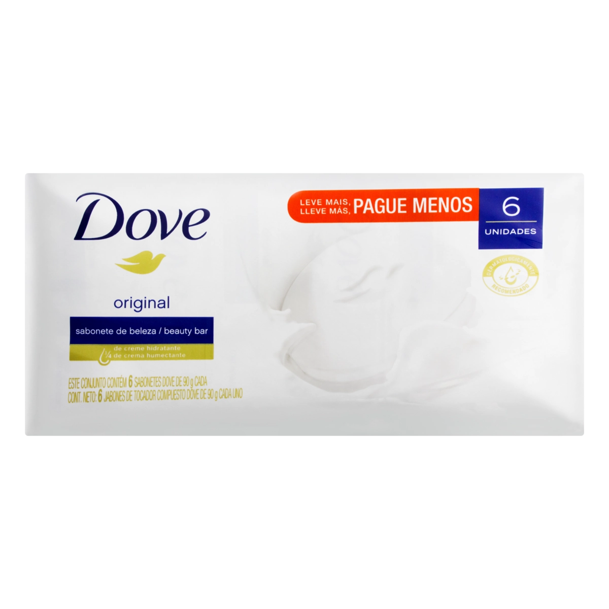 Pack Sabonete Barra Original Dove Envoltório 6 Unidades 90g Cada Leve Mais Pague Menos
