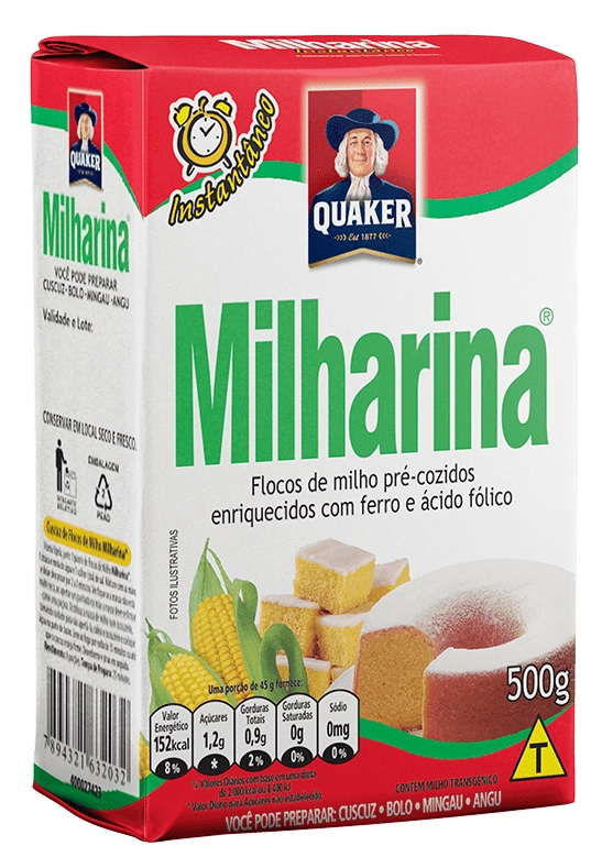 Flocos De Milho Pré Cozido Quaker Milharina Pacote 500g