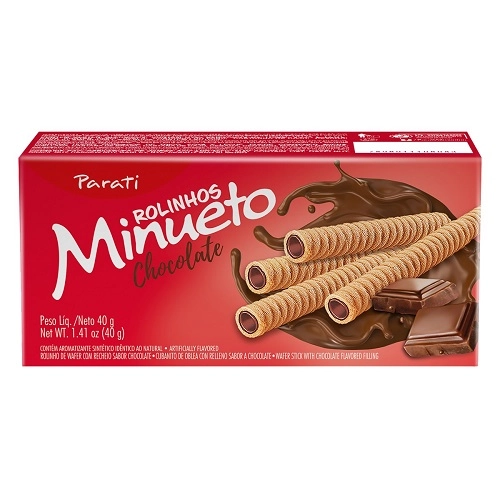 Rolinhos De Wafer Recheio Chocolate Minueto Caixa 40g