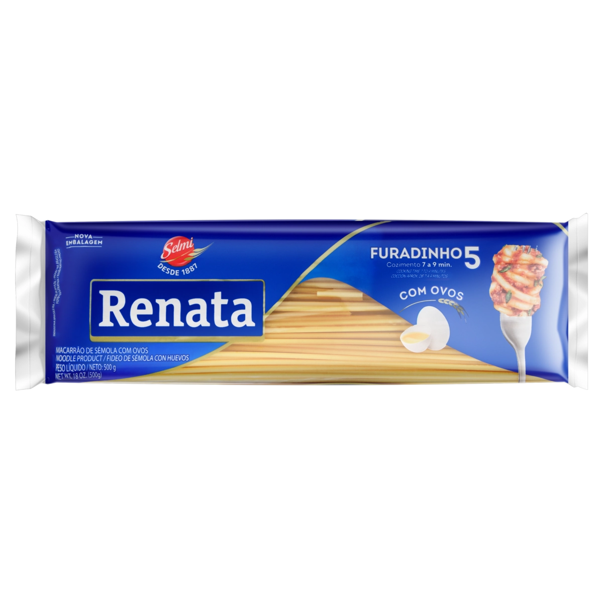Macarrão De Sêmola Com Ovos Furadinho 5 Renata Pacote 500g