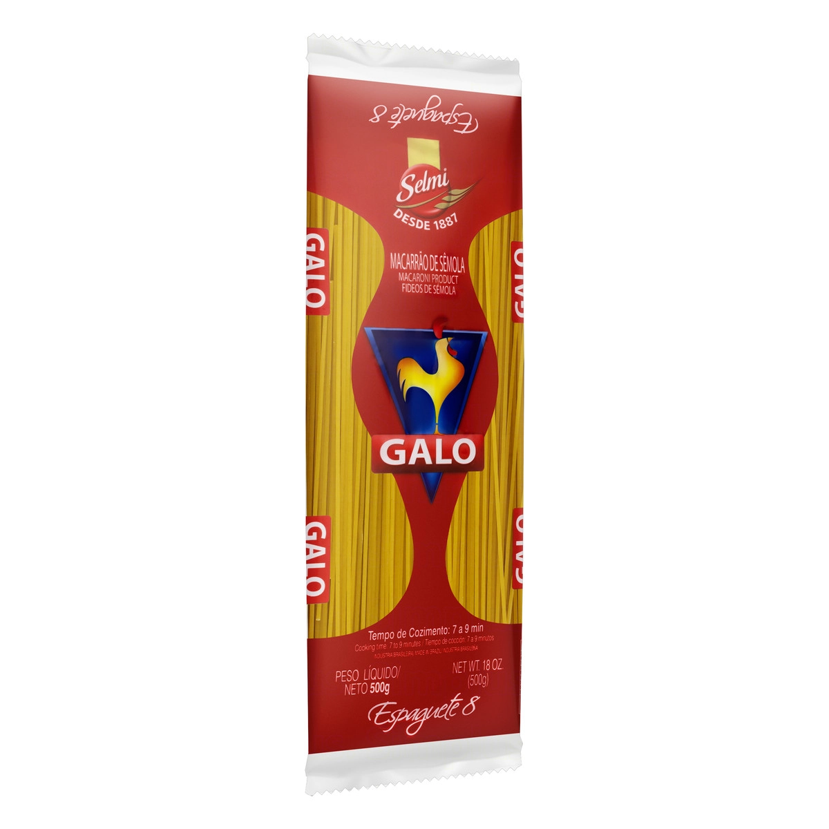 Macarrão Semolado Espaguete 8 Galo Pacote 500g