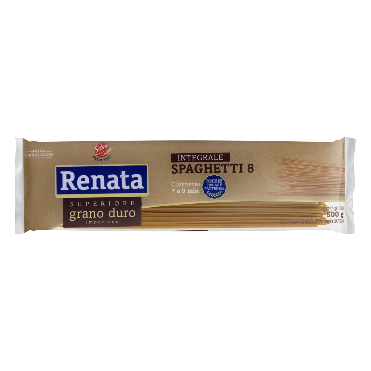 Macarrão De Sêmola De Trigo Grano Duro Integral Espaguete 8 Renata Superiore Pacote 500g
