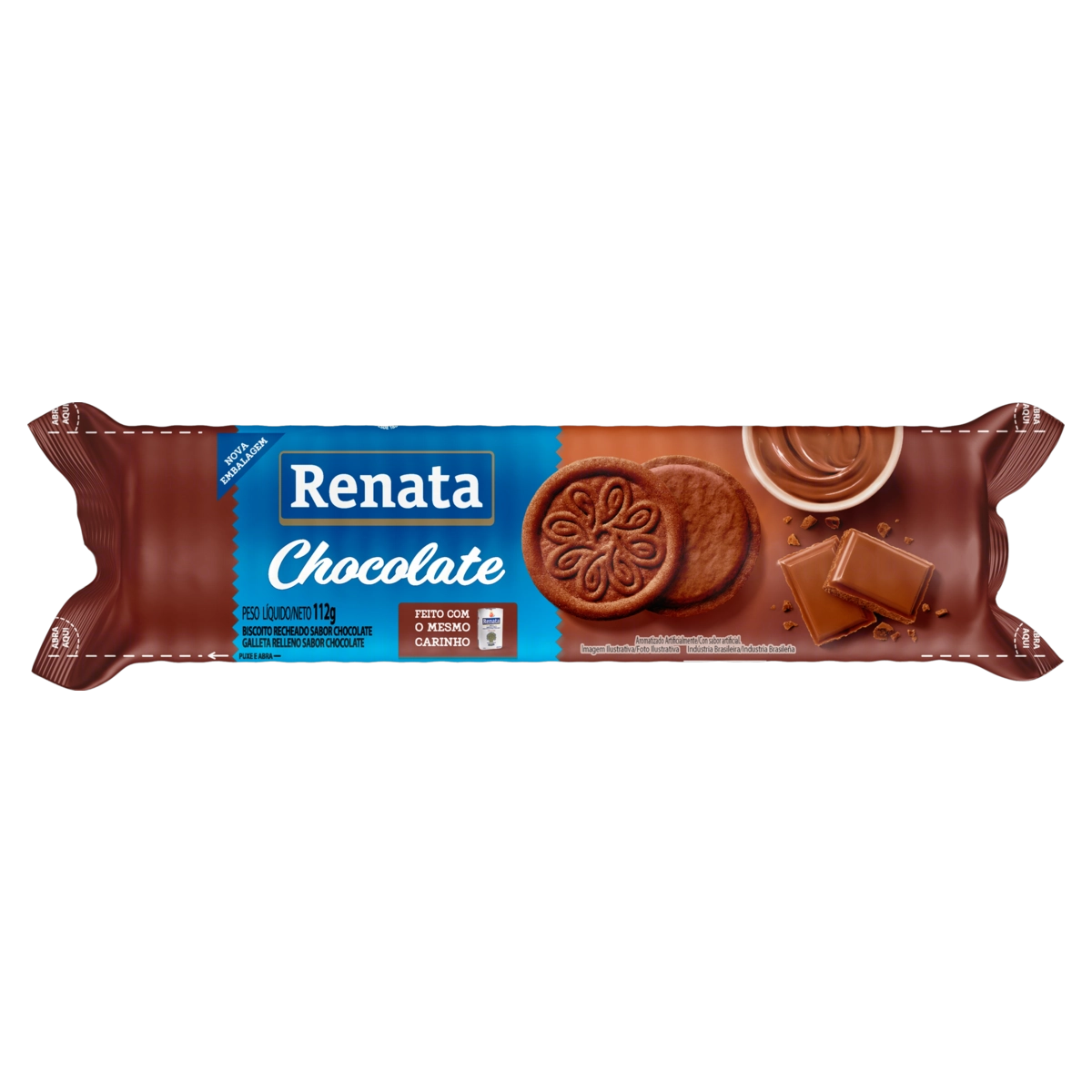 Biscoito Recheio Chocolate Renata Pacote 112g